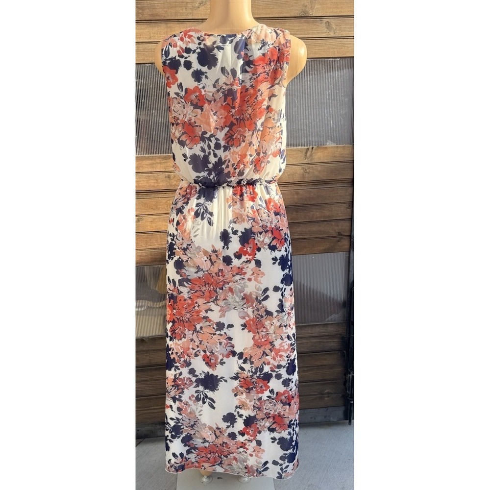 Enfocus Studio Dress Women's 8 Maxi White And Blue Floral Print Sleeveless - Picture 3 of 7
